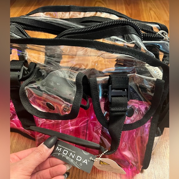 2 BRAND NEW WITH TAGS MONDA STUDIO PRO MAKEUP ARTIST SET ACTOR BAGS PINK & CLEAR - Picture 5 of 6